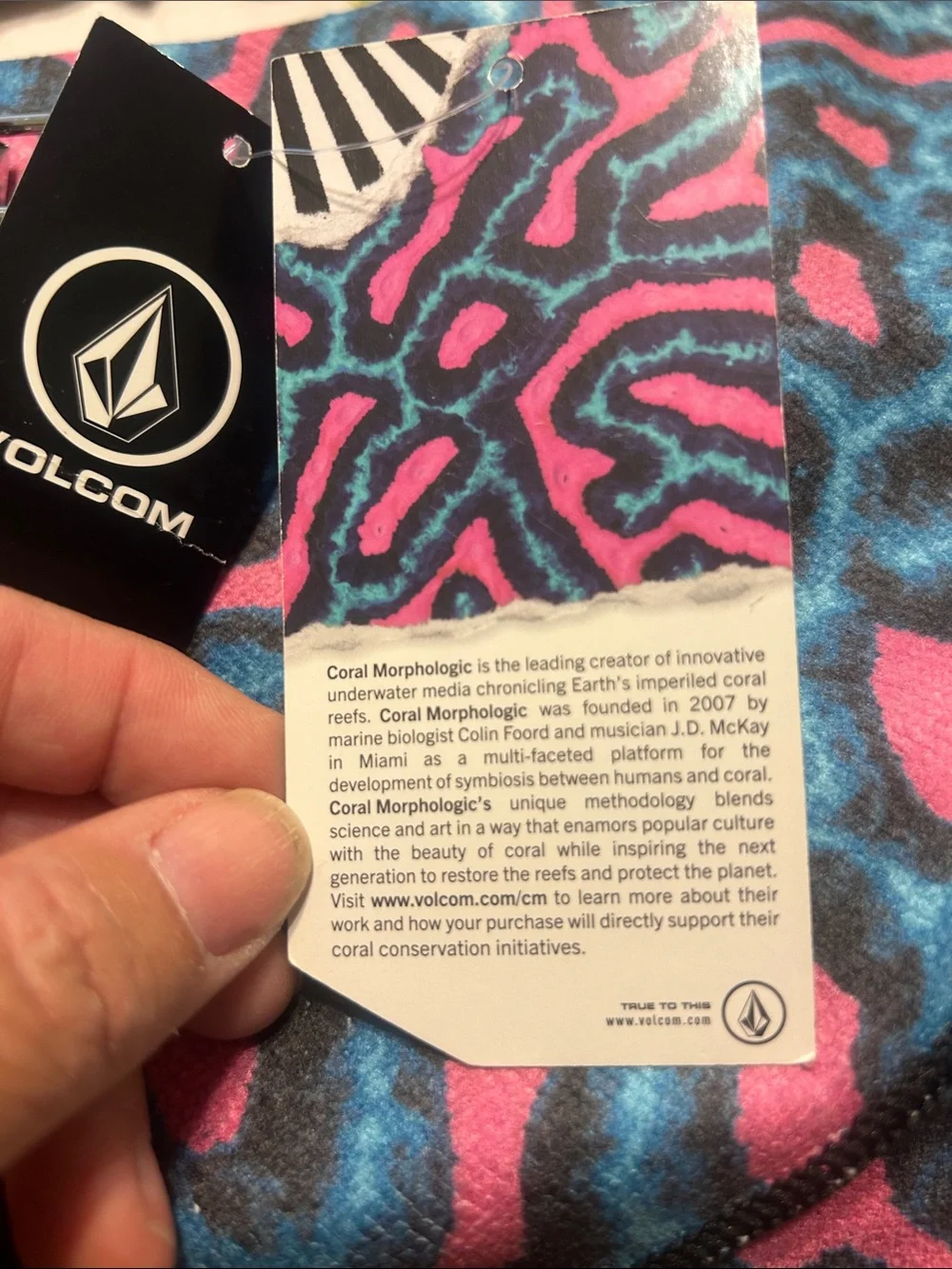 Volcom Coral Morphologic Patterned Towel - Blue, Pink & Black